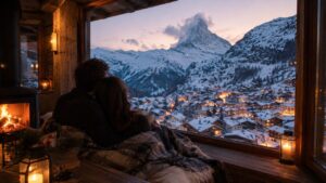 Cozy Cabin Romance Above the Snowy Village